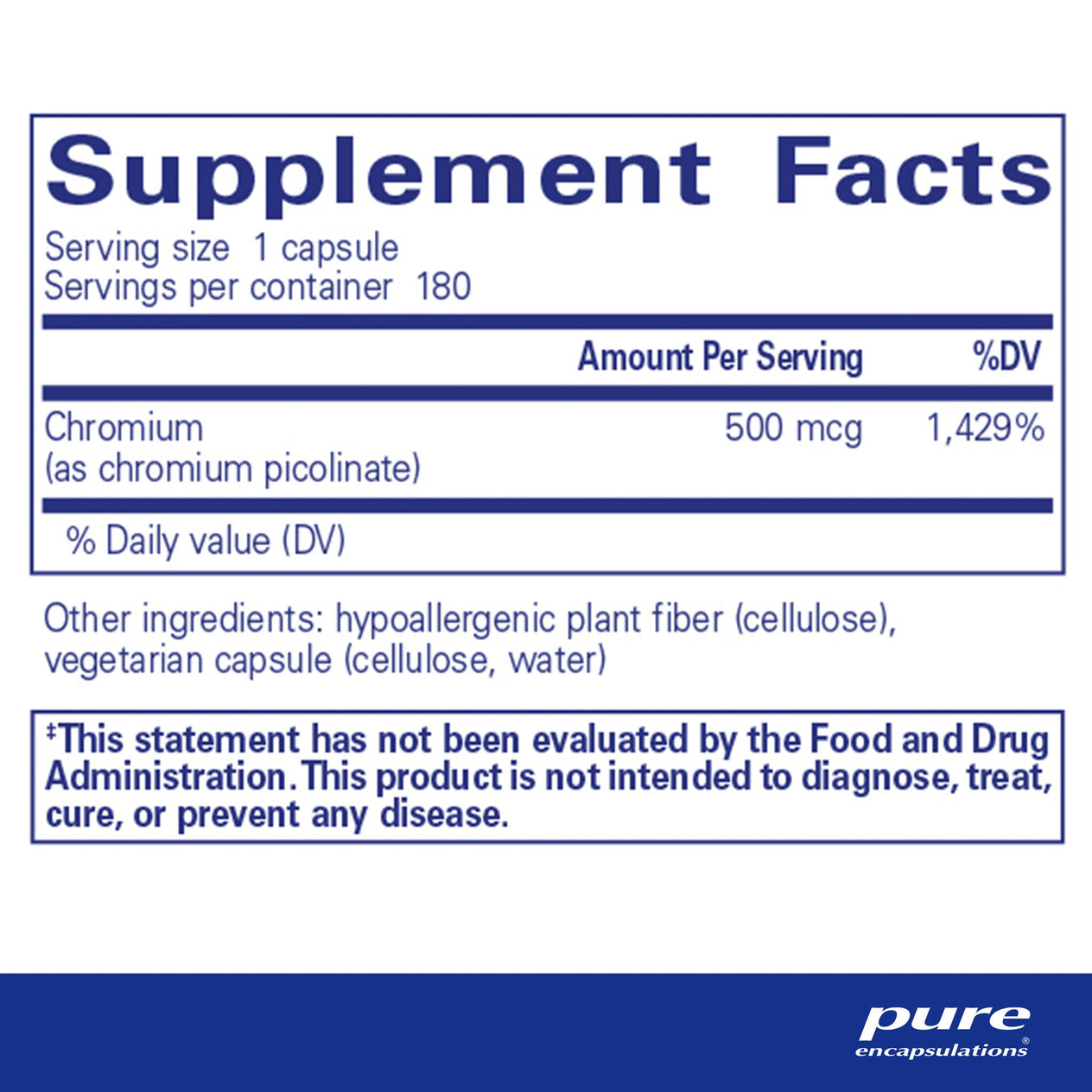 Chromium (picolinate) 500 mcg.